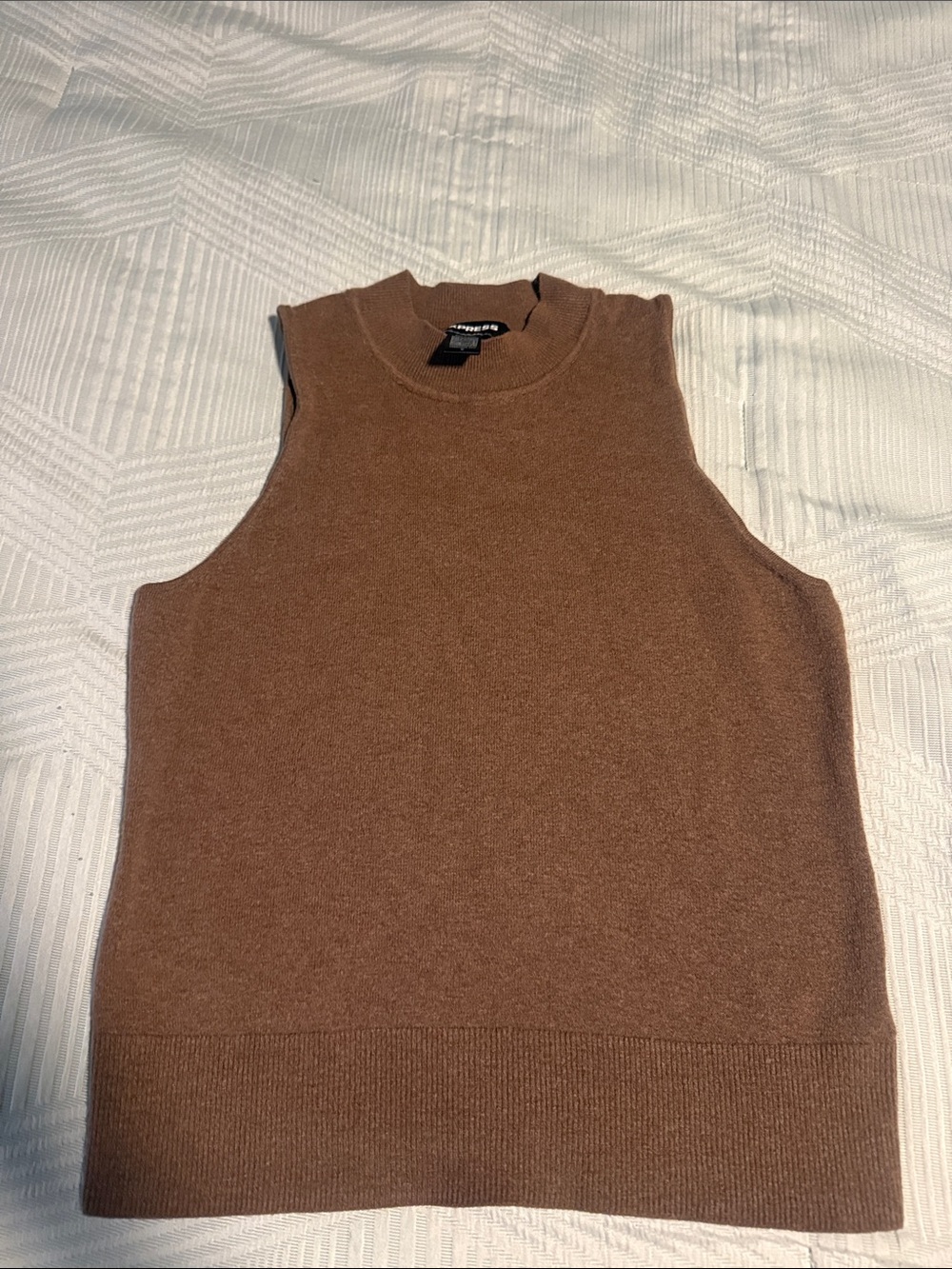 Express Brown Mock Neck Sleeveless Knit Top